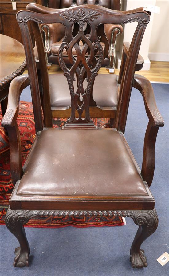 A set of six Chippendale design mahogany dining chairs,